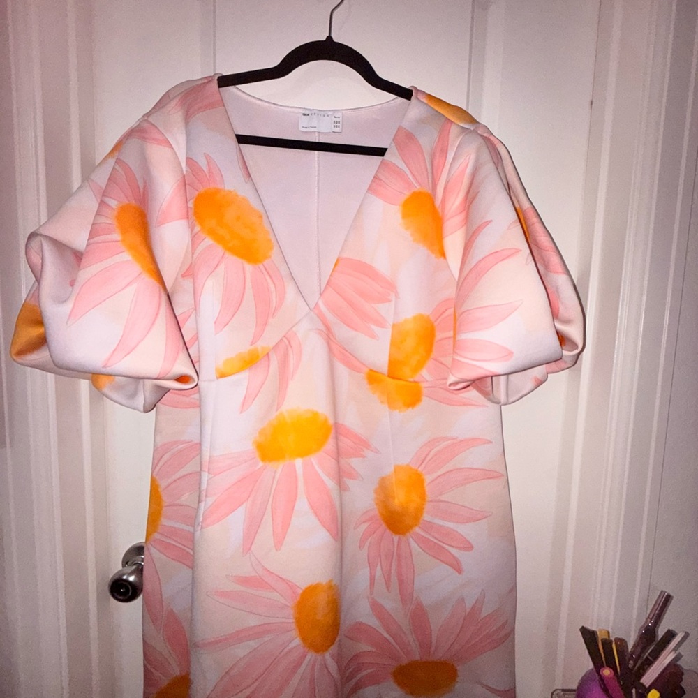 ASOS Curve Daisy Pink and Yellow Floral Mini Dress
